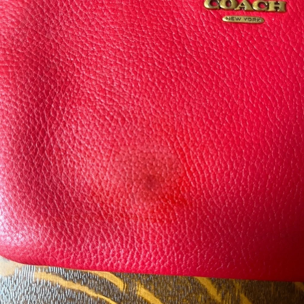Coach Red Pebbled Leather Wristlet